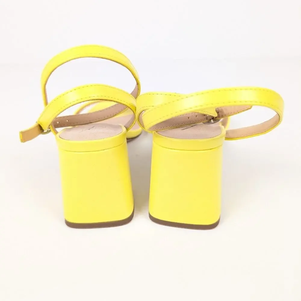 Wild Fable Yellow Square Toe Block Heel Sandals Size 6.5